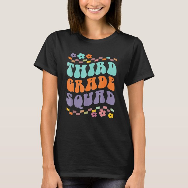 Groovy 3rd Grade Squad 100 Days Of School Back To  T Shirt (Framsida)