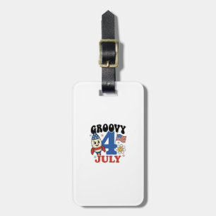 Groovy 4 juli Raket Patriotisk Shirt Design_1 Bagagebricka