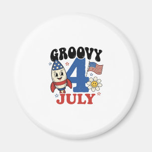 Groovy 4 juli Raket Patriotisk T-Shirt Design_1 Magnet