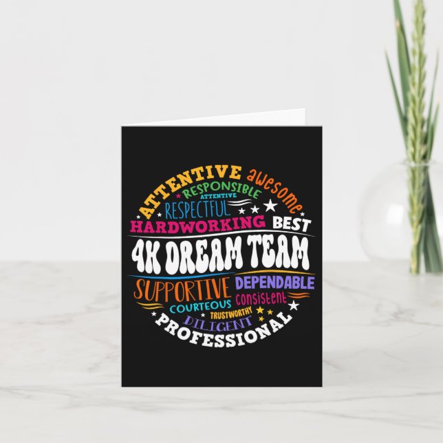 Groovy 4k Dröm Team Lärare Förskola Barn E Kort (Framsida)