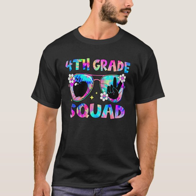 Groovy 4th Grade Squad Sunglasses Tie Dye Back To  T Shirt (Framsida)