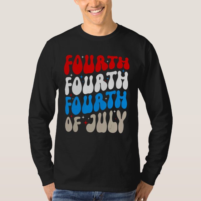 Groovy 4th Of July Merica Patriotic American Flag  T Shirt (Framsida)