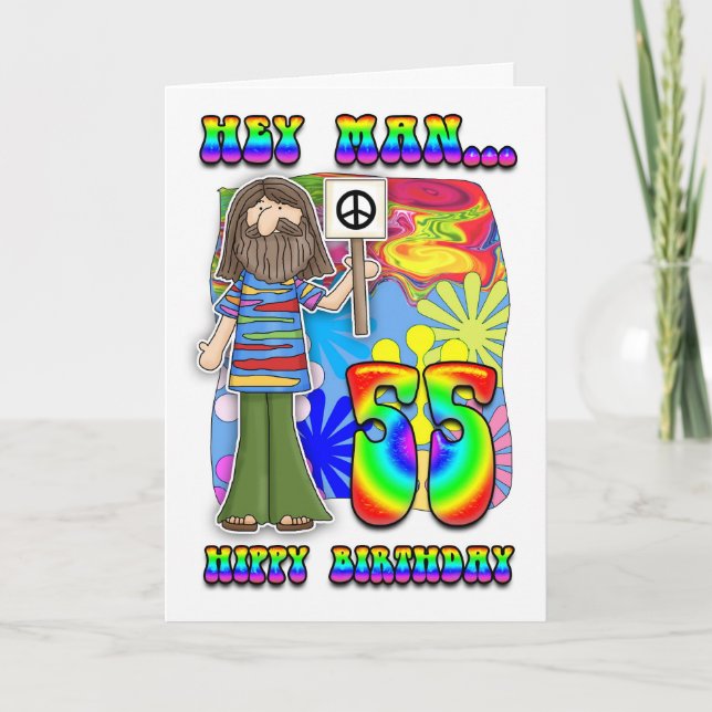 Groovy 55:e födelsedag - födelsedag kort (Framsida)