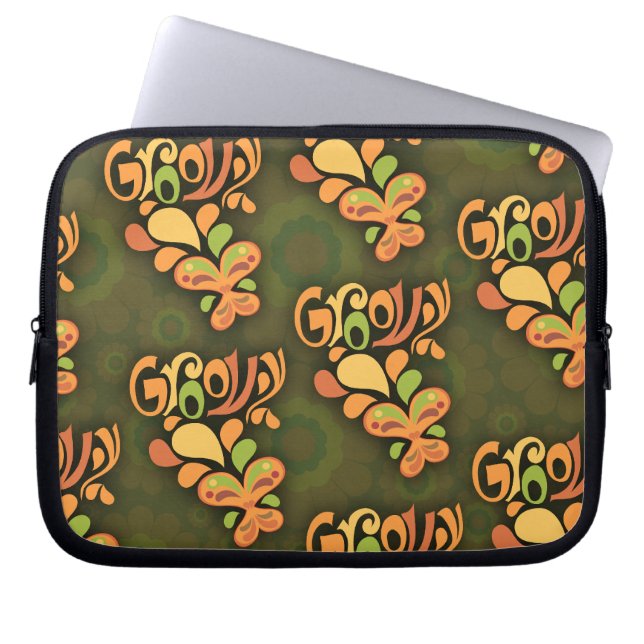 Groovy 60 Butterflies Mönster Retro Design Laptop Fodral (Framsidan)