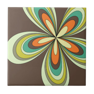 Groovy 60 s 70-tal Hippie Flower Brown Retro-Daisy Kakelplatta