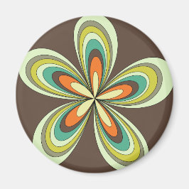 Groovy 60 s 70-tal Hippie Flower Brown Retro-Daisy Magnet