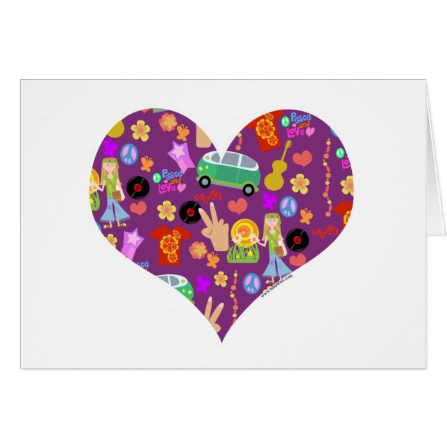 Groovy 60-tallilakärlek hälsningskort (Framsidan Horizontal)