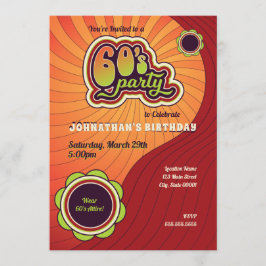 Groovy 60-talsfest Invitation Inbjudningar
