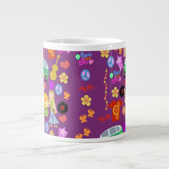 Groovy 60 Violet Mönster Jumbo Mugg (Framsidan)