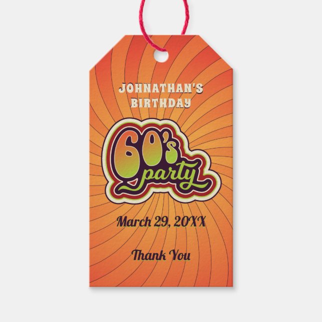 Groovy 60's Party Gift Märkre Presentetikett (Framsidan)