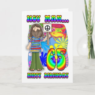 Groovy 65e Birthday - Hippy Birthday Kort