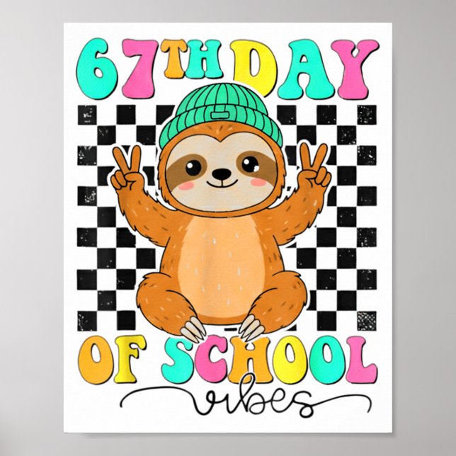 Groovy 67 Days Of School Funny 67 Students Peace S Poster (Framsidan)