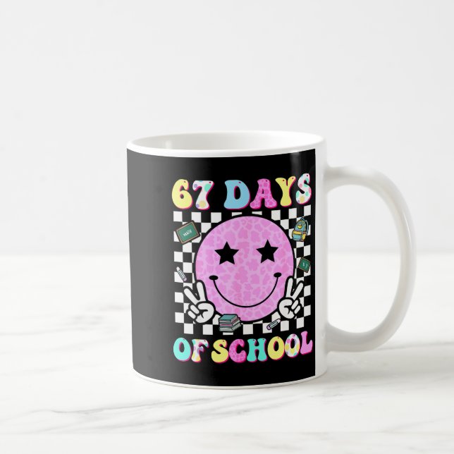 Groovy 67 Days Of School Smile Face Teacher Kids W Kaffemugg (Höger)