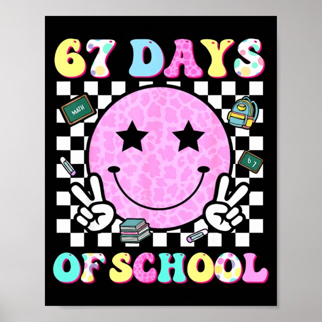 Groovy 67 Skoldagar Leende Ansikte Lärare Barn W Poster (Framsidan)
