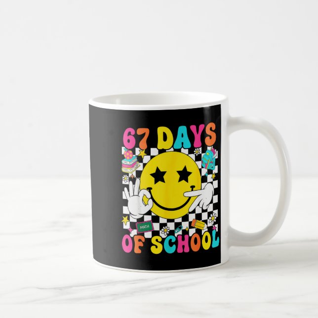 Groovy 67th Day Of School 67 Meme Teacher Boy Girl Kaffemugg (Höger)