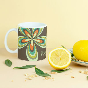 Groovy 70-talet Hippie Flower Brown Retro Daisy Na Kaffemugg