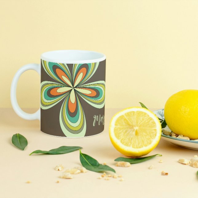 Groovy 70-talet Hippie Flower Brown Retro Daisy Na Kaffemugg (Skapare uppladdad)