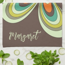 Groovy 70-talet Hippie Flower Brown Retro Daisy Na Kökshandduk