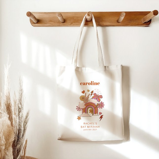 Groovy 70-talet Hippie Peace Orange Bat mitzvah An Tygkasse (Skapare uppladdad)