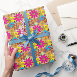 Groovy 70-talets Blommigt Retro Flower Power Presentpapper