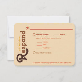 Groovy 70-talets Orange Brown Svara Bröllop OSA Kort