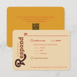 Groovy 70-talets Orange Brown Svara Bröllop OSA Kort