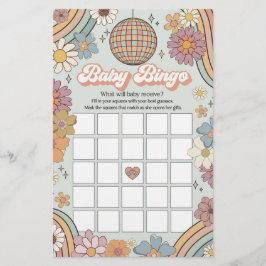 Groovy 70-talets retro-babyduschspel baby bingo