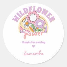 Groovy 70-talets Retro Wildblomsblomma Strömsdag Runt Klistermärke