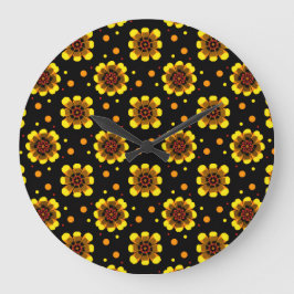 Groovy 70-tals Daisy Flower Power-mönster Stor Klocka