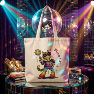 Groovy 70-tals Disco Katt Retro Regnbåge Katt Kons Tygkasse