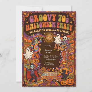 Groovy 70-tals Halloween-fest Invitation Inbjudningar