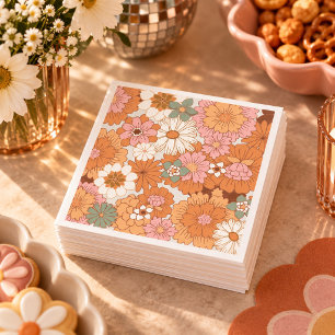 Groovy 70-tals Hippie Blommiga Baby Shower Servett