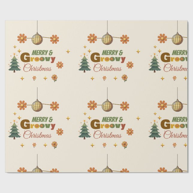 Groovy 70-tals Julfest  Presentpapper (Platt)