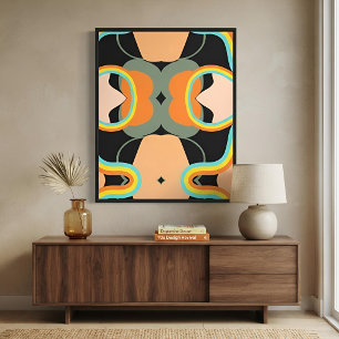 Groovy 70-talsstil Vibrant Retro Abstrakt Canvastryck
