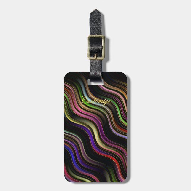 Groovy 70 vågigt hippie psychedelic bagagebricka (Vertikal Framsida)