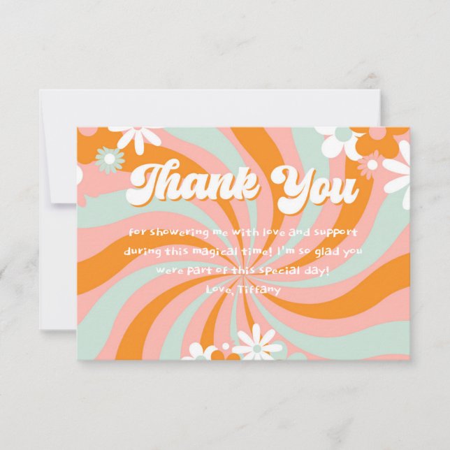 Groovy 70s Baby Shower Tack Kort (Framsida)