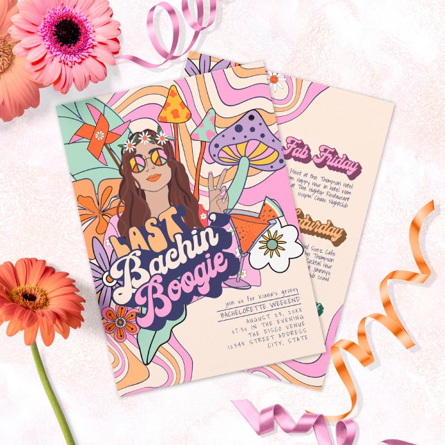 Groovy 70s Bachelorette Helg ID929-inbjudan Inbjudningar (Skapare uppladdad)