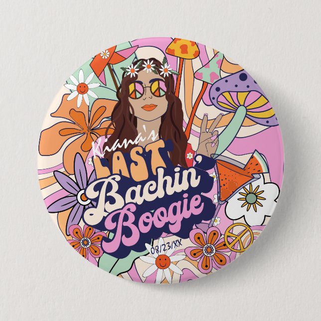 Groovy 70s Bachelorette Last Bachin'Boogie ID929 Knapp (Framsida)
