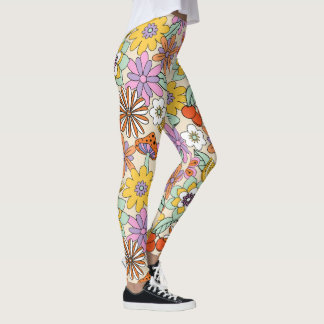 Groovy 70s Blomströmnings-ID929 Leggings