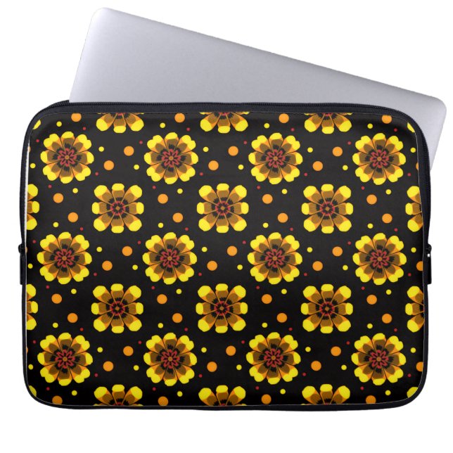 Groovy 70s Daisy Flower Power Pattern Laptop Fodral (Framsidan)