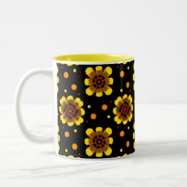 Groovy 70s Daisy Flower Power Pattern Två-Tonad Mugg