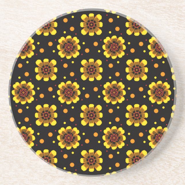 Groovy 70s Daisy Flower Power Pattern Underlägg (Framsidan)