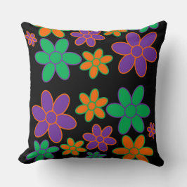 Groovy 70s Flower Design Pillow Kudde