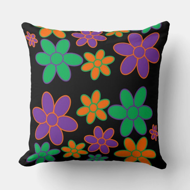 Groovy 70s Flower Design Pillow Kudde (Framsida)