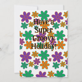 Groovy 70s Flower Inspired Helgdag Card Inbjudningar