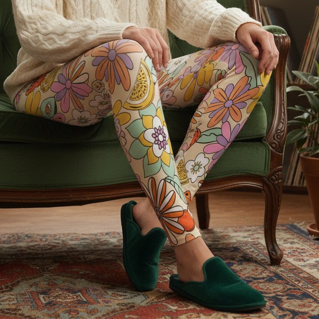 Groovy 70s Flower Power ID929 Leggings (Skapare uppladdad)