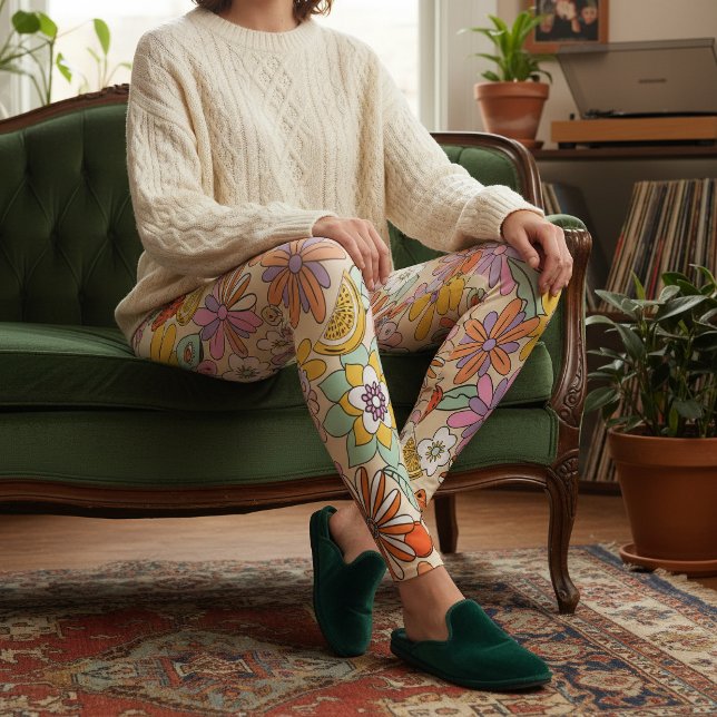 Groovy 70s Flower Power ID929 Leggings (Skapare uppladdad)