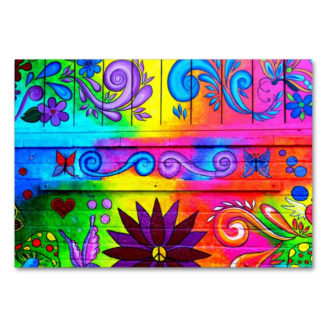 Groovy 70's hippie bord-kort bordsnummer (Framsidan)