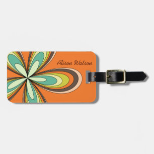 Groovy 70s Hippie Flower Orange Retro Daisy Namn Bagagebricka