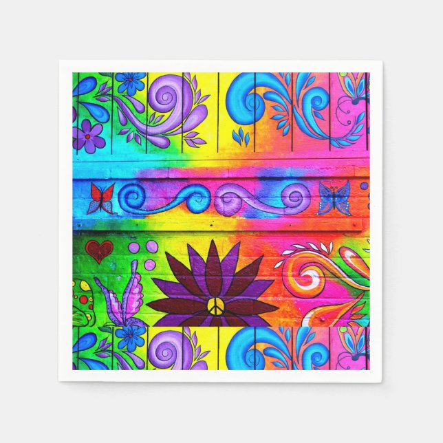 Groovy 70's hippie napkin pappersservett (Framsidan)